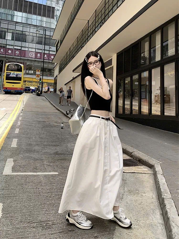  Chân váy midi trắng nữ 