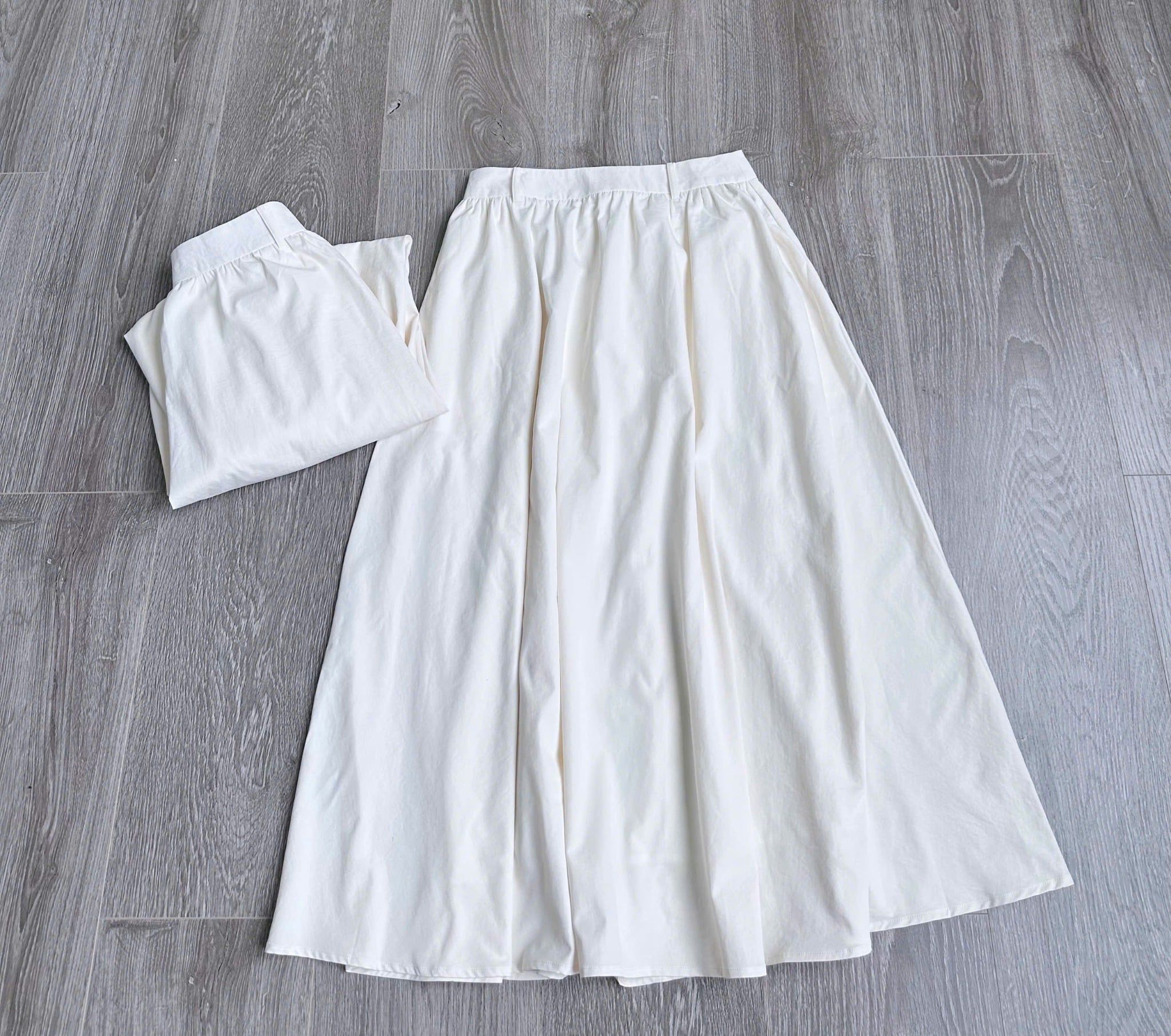  Chân váy midi trắng nữ 