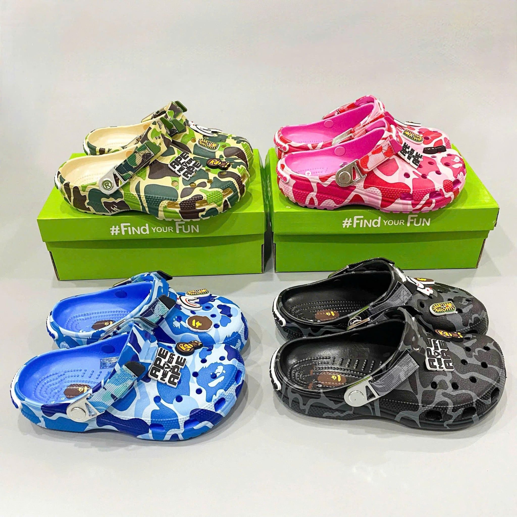  Dép Sục Dinas Classic Bape Quai Nhôm Trẻ Em 