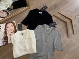  Áo thun cổ bẻ thun dệt kim nữ 