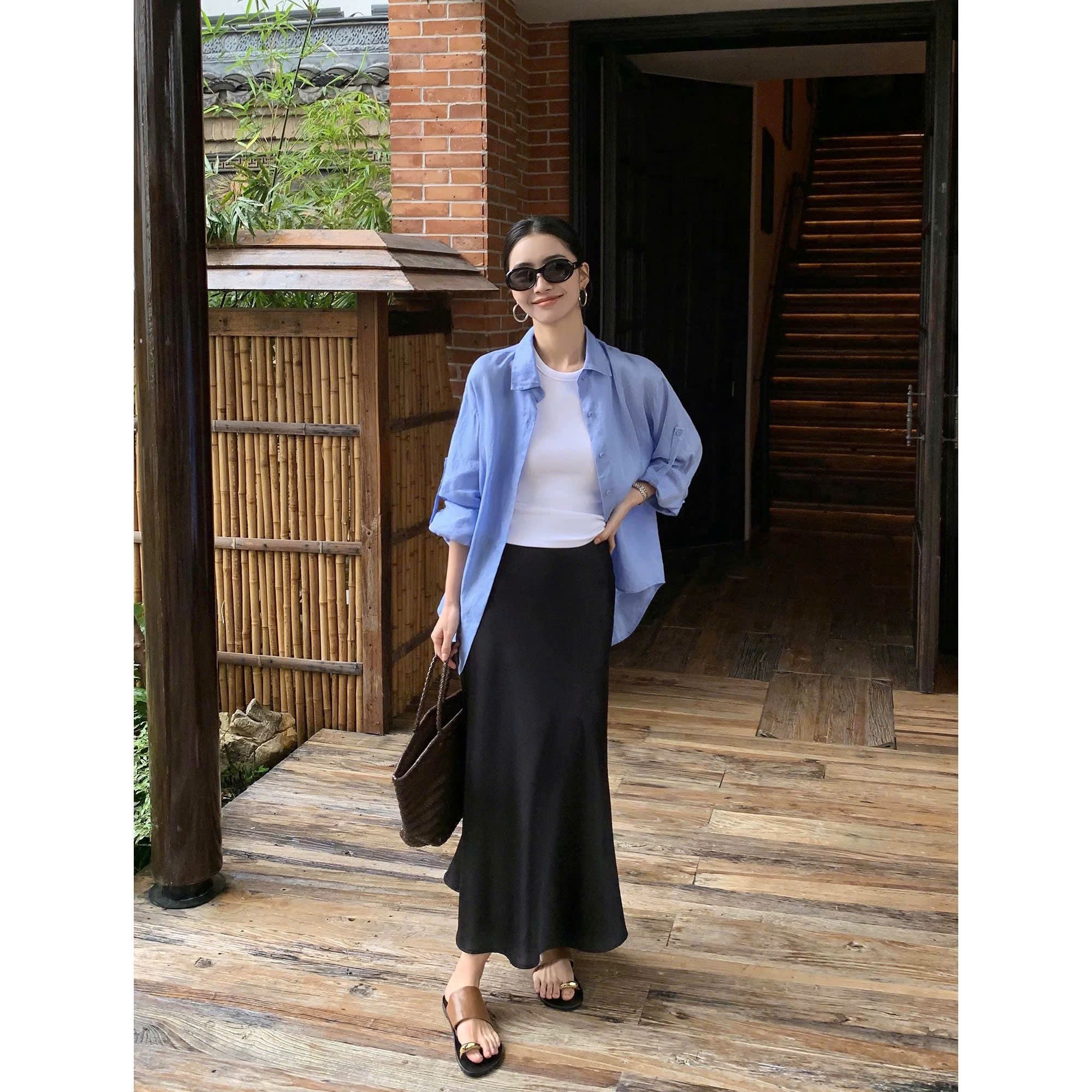  Chân váy lụa nữ 
