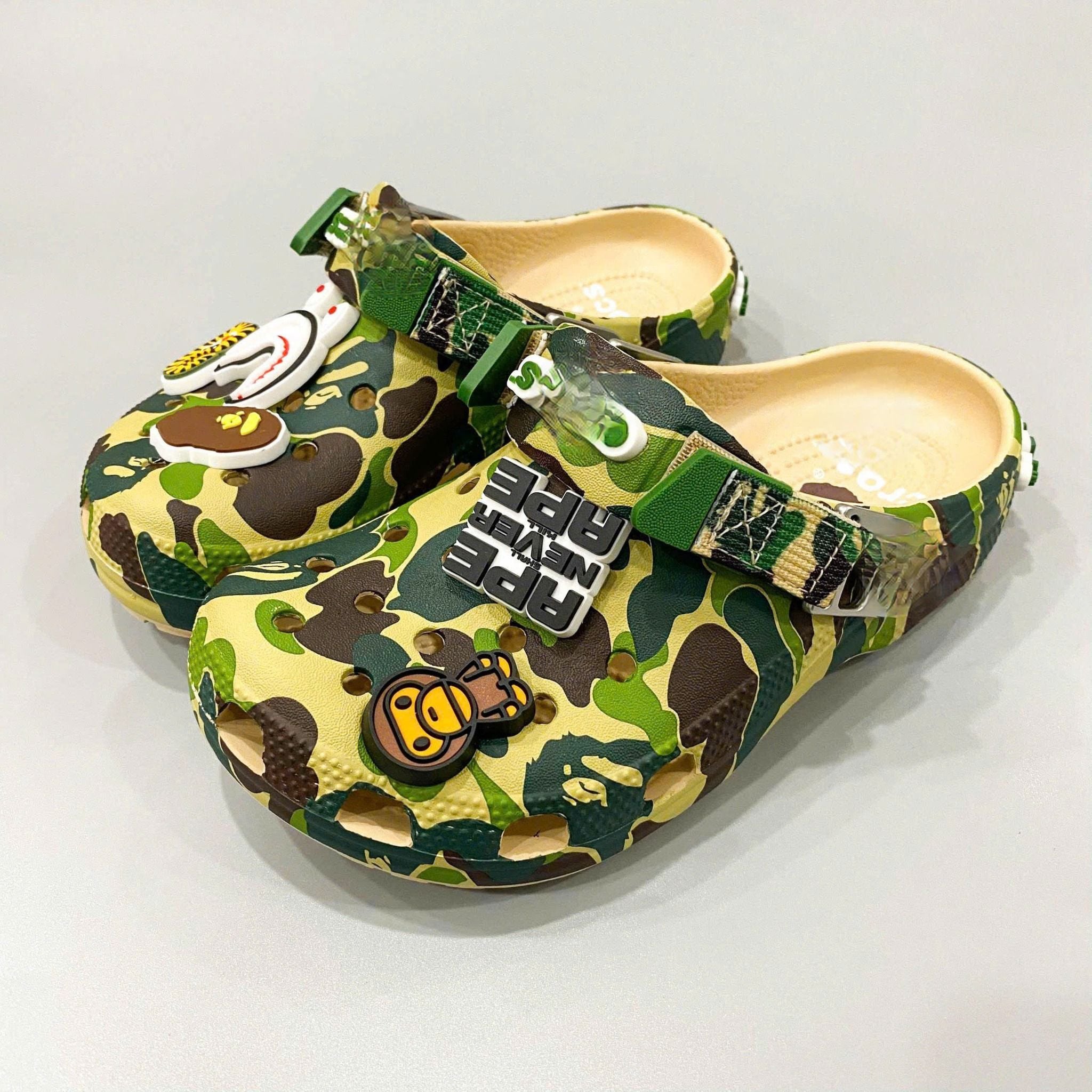  Dép Sục Classic Dinas Bape Ape Camo Trẻ Em Xuất Khẩu 