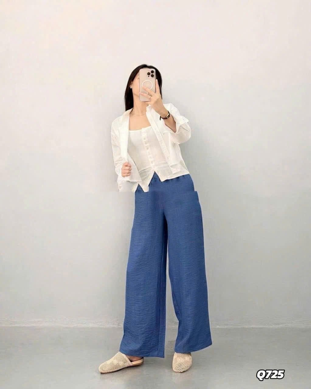  Quần ống rộng linen nữ 