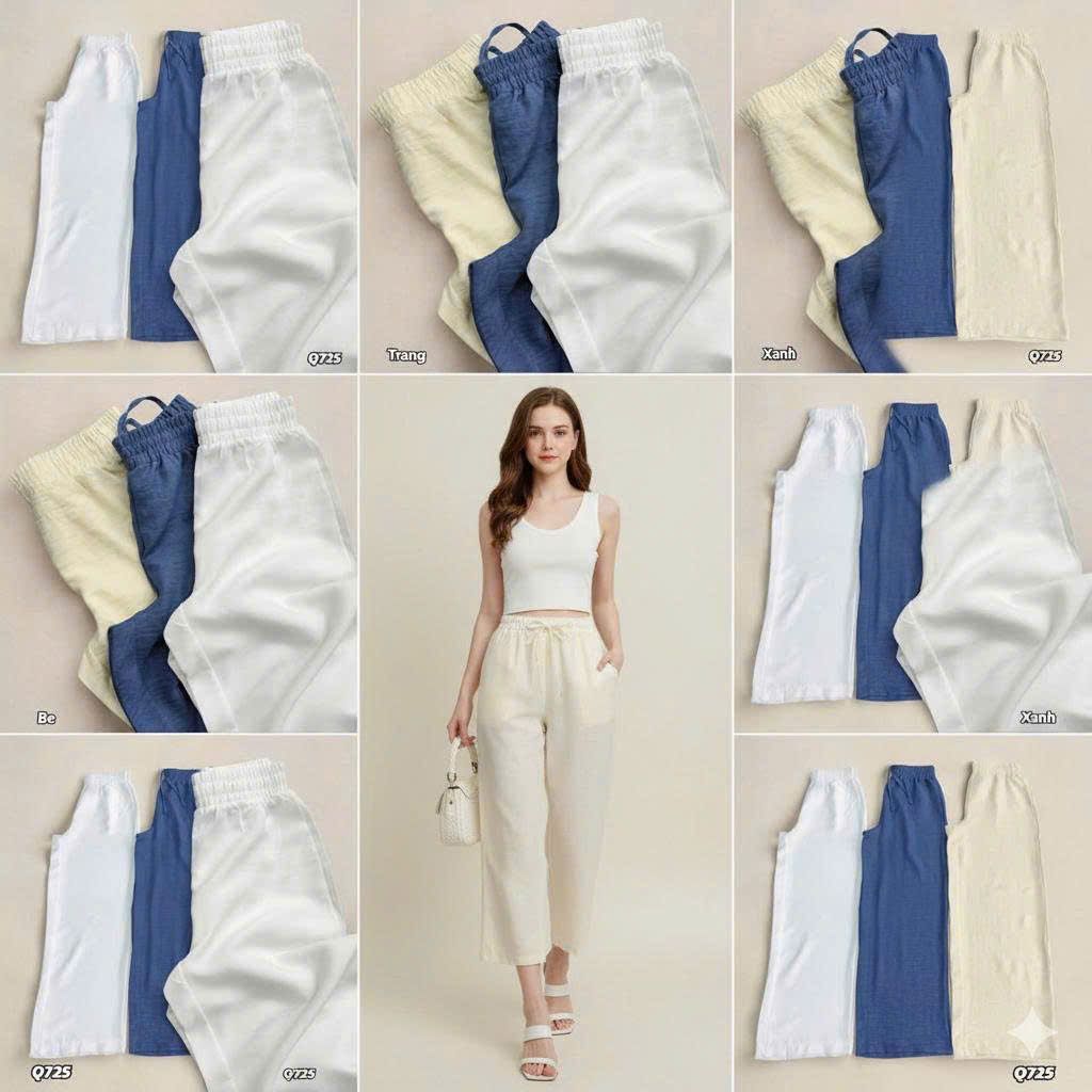  Quần ống rộng linen nữ 