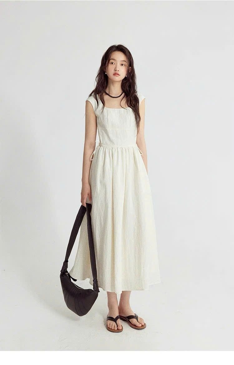  Đầm midi dáng dài cột eo nữ 