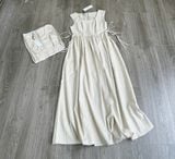  Đầm midi dáng dài cột eo nữ 