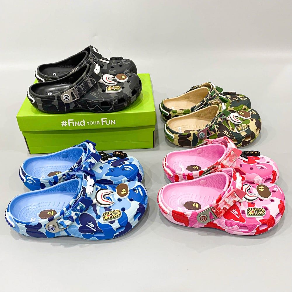  Dép sục Dinas Classic Bape Ape Camo quai sắt nam nữ 