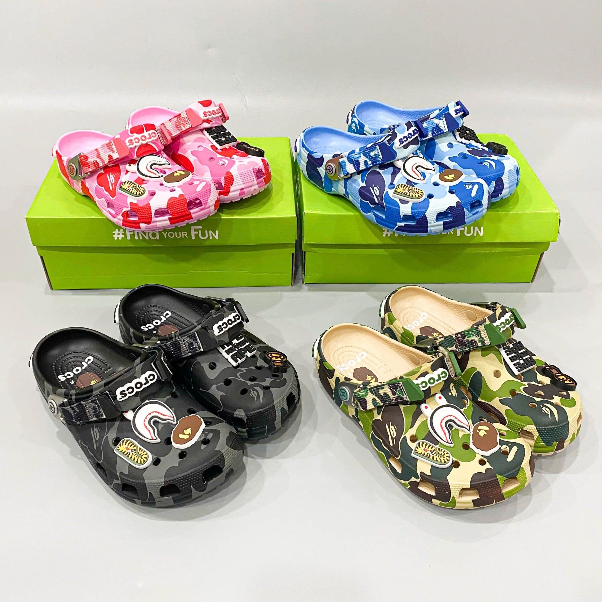  Dép sục Dinas Classic Bape Ape Camo quai sắt nam nữ 