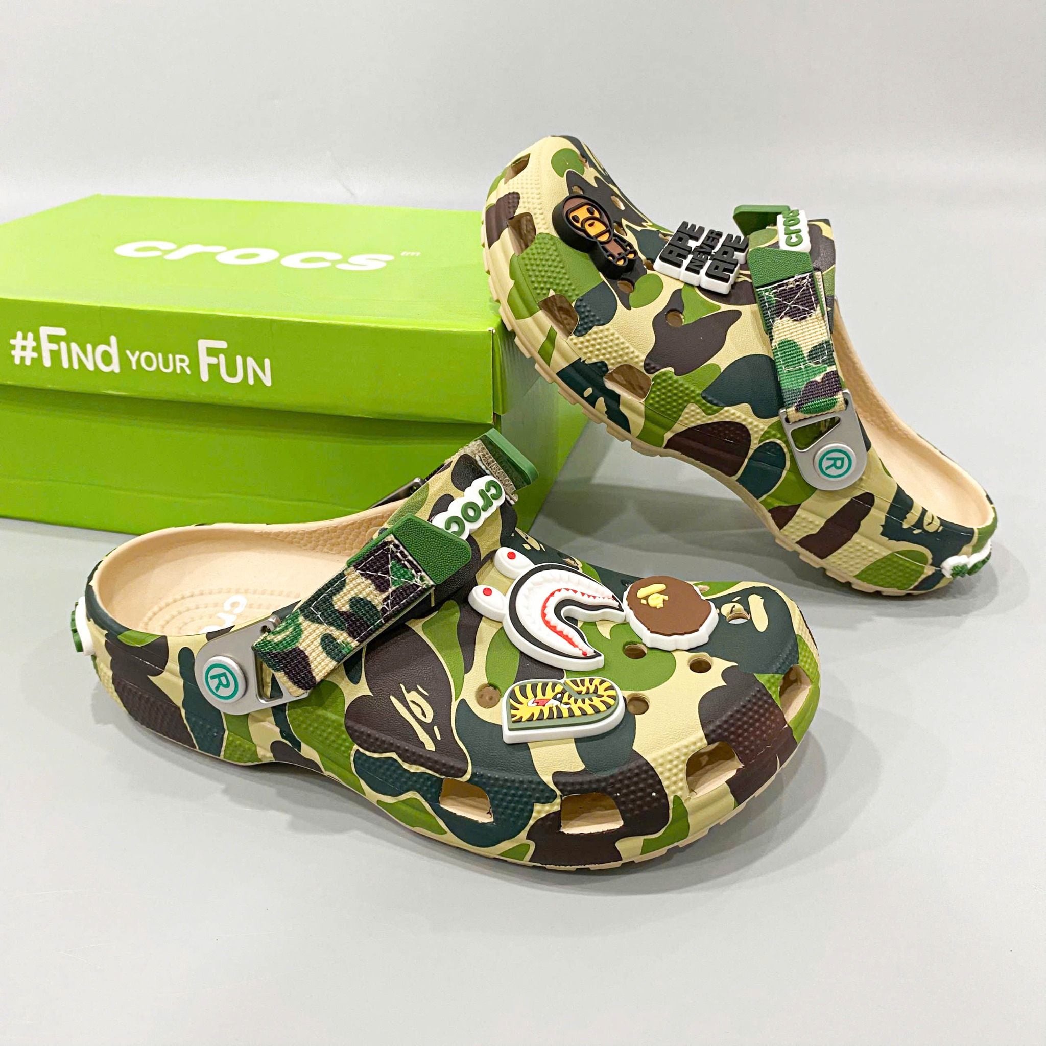  Dép sục Dinas Classic Bape Ape Camo quai sắt nam nữ 
