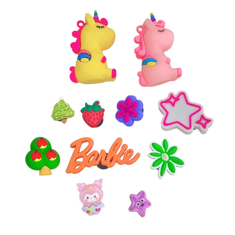 Set jibbitz charms sticker búp bê to nhỏ nhiều chủ đề gắn trang trí dép sục 