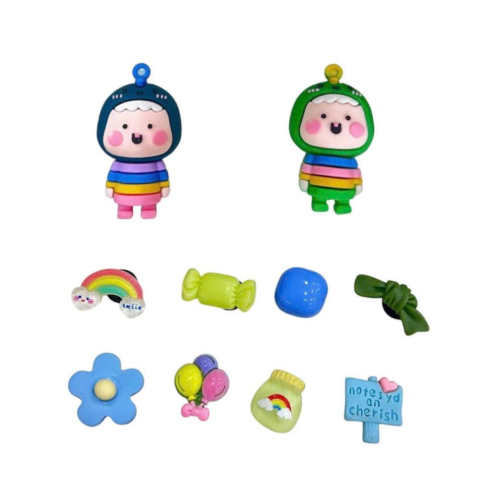  Set jibbitz charms sticker búp bê to nhỏ nhiều chủ đề gắn trang trí dép sục 