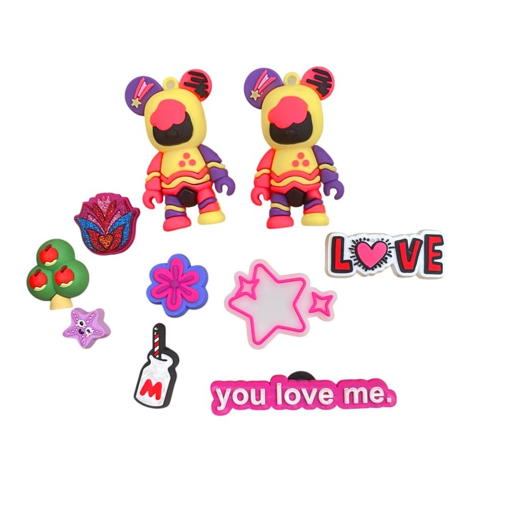  Set jibbitz charms sticker búp bê to nhỏ nhiều chủ đề gắn trang trí dép sục 