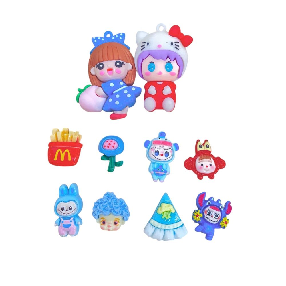  Set jibbitz charms sticker búp bê to nhỏ nhiều chủ đề gắn trang trí dép sục 