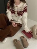  Áo len cài cúc sừng nữ 