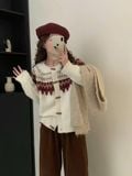  Áo len cài cúc sừng nữ 