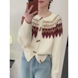 Áo len cài cúc sừng nữ 