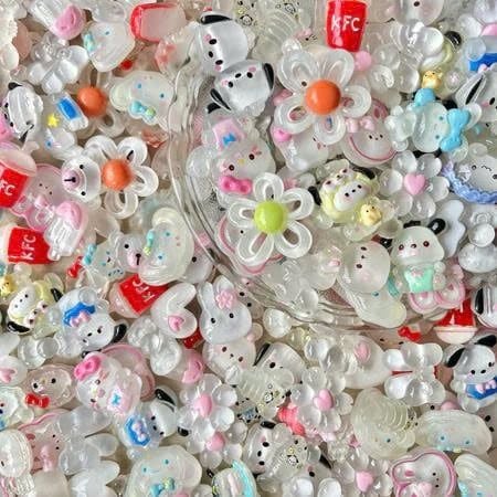  Jibbitz 3D nhỏ trong suốt nhiều màu dễ thương 