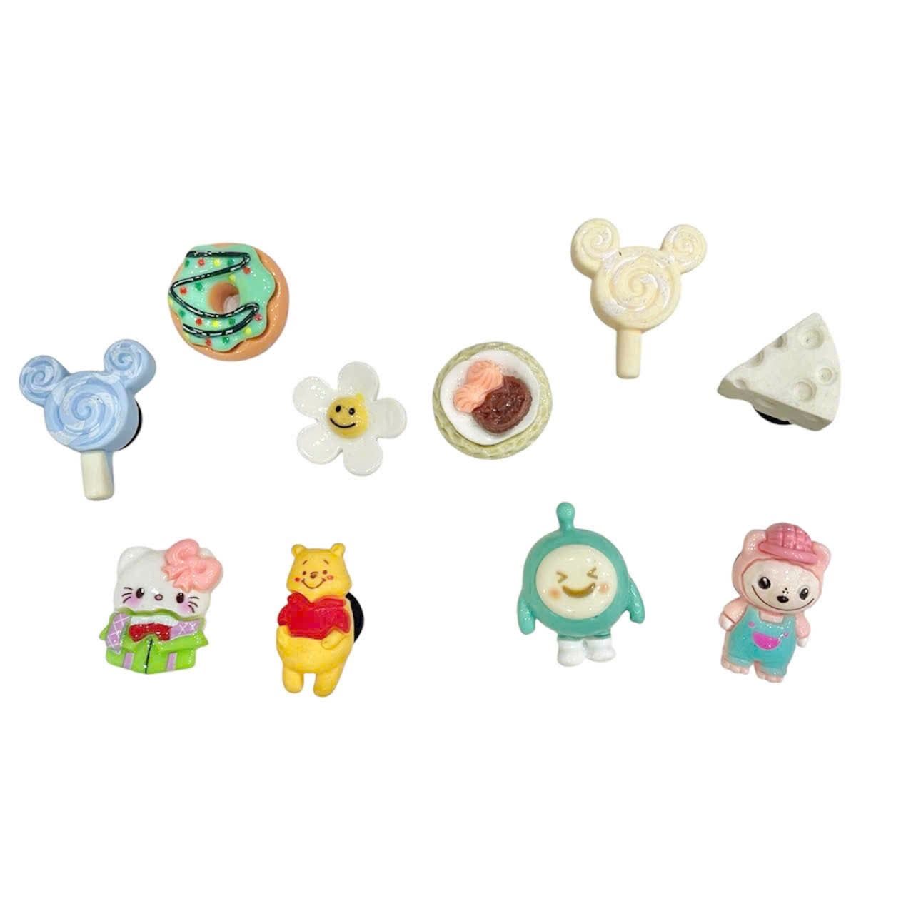  Set jibbitz charms sticker 3D nhựa cứng nhiều chủ đề dễ thương trang trí dép sục 