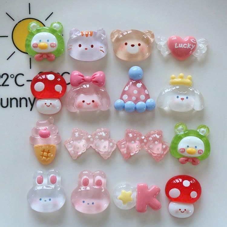  Jibbitz 3D nhỏ trong suốt nhiều màu dễ thương 