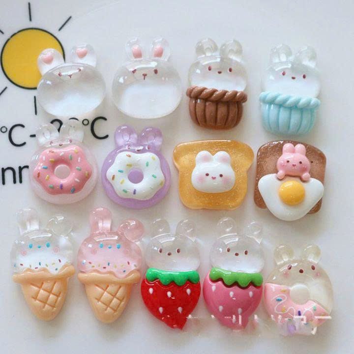  Jibbitz 3D nhỏ trong suốt nhiều màu dễ thương 