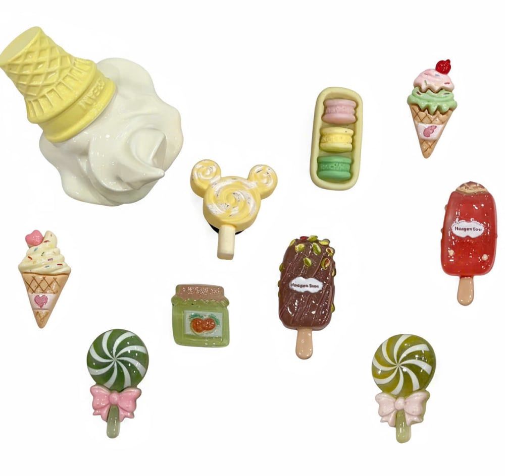  Set jibbitz charms sticker 3D đá que kem gắn trang trí dép sục 