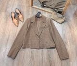  Áo blazer vest nâu ngang eo nữ 