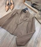  Áo blazer vest nâu ngang eo nữ 