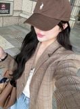  Áo blazer vest nâu ngang eo nữ 