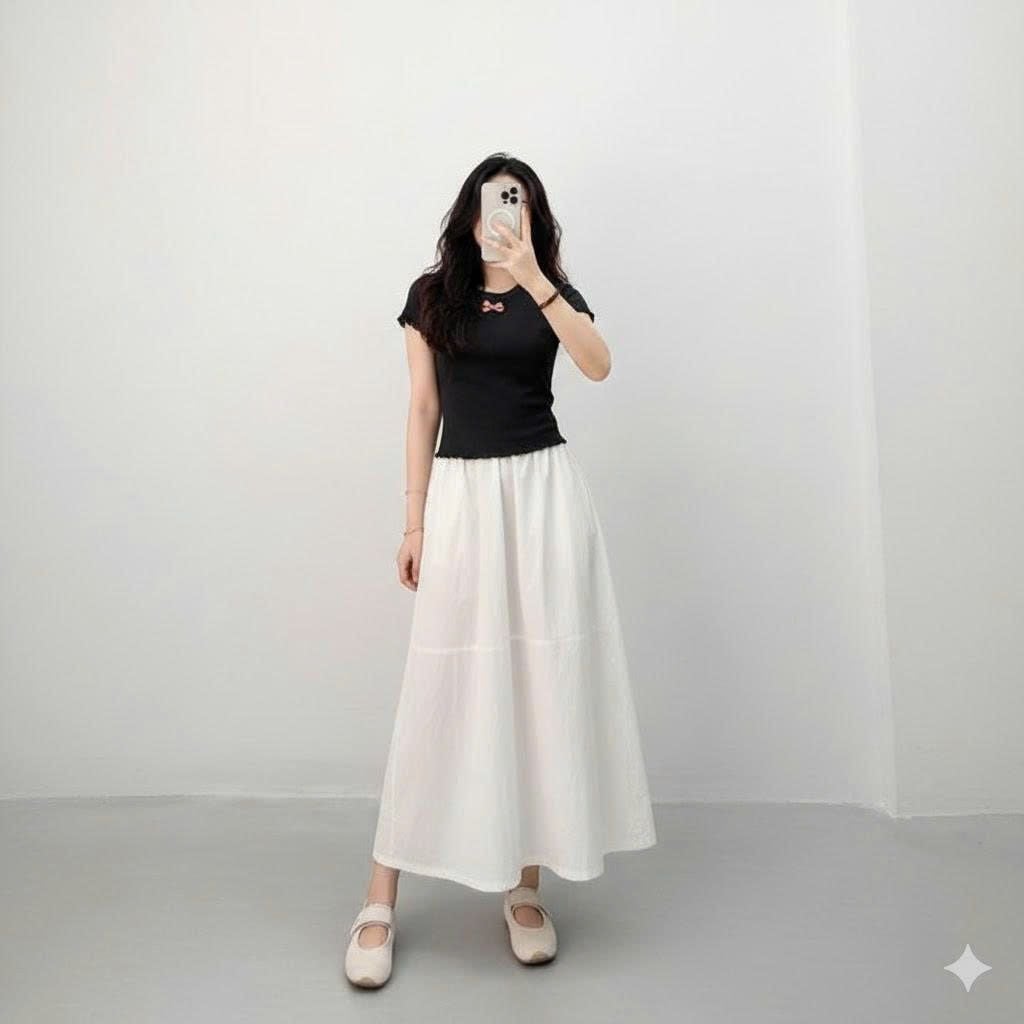  Áo thun cotton đen nữ 