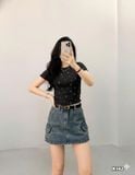  Áo thun cotton đen nữ 