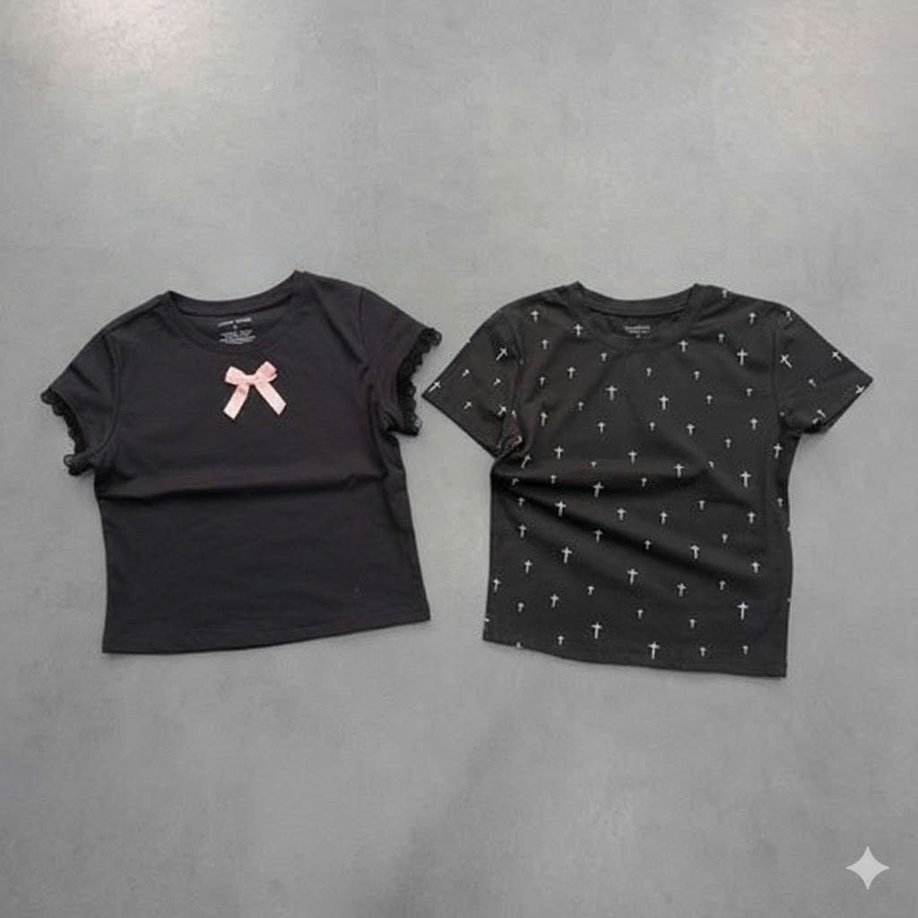  Áo thun cotton đen nữ 