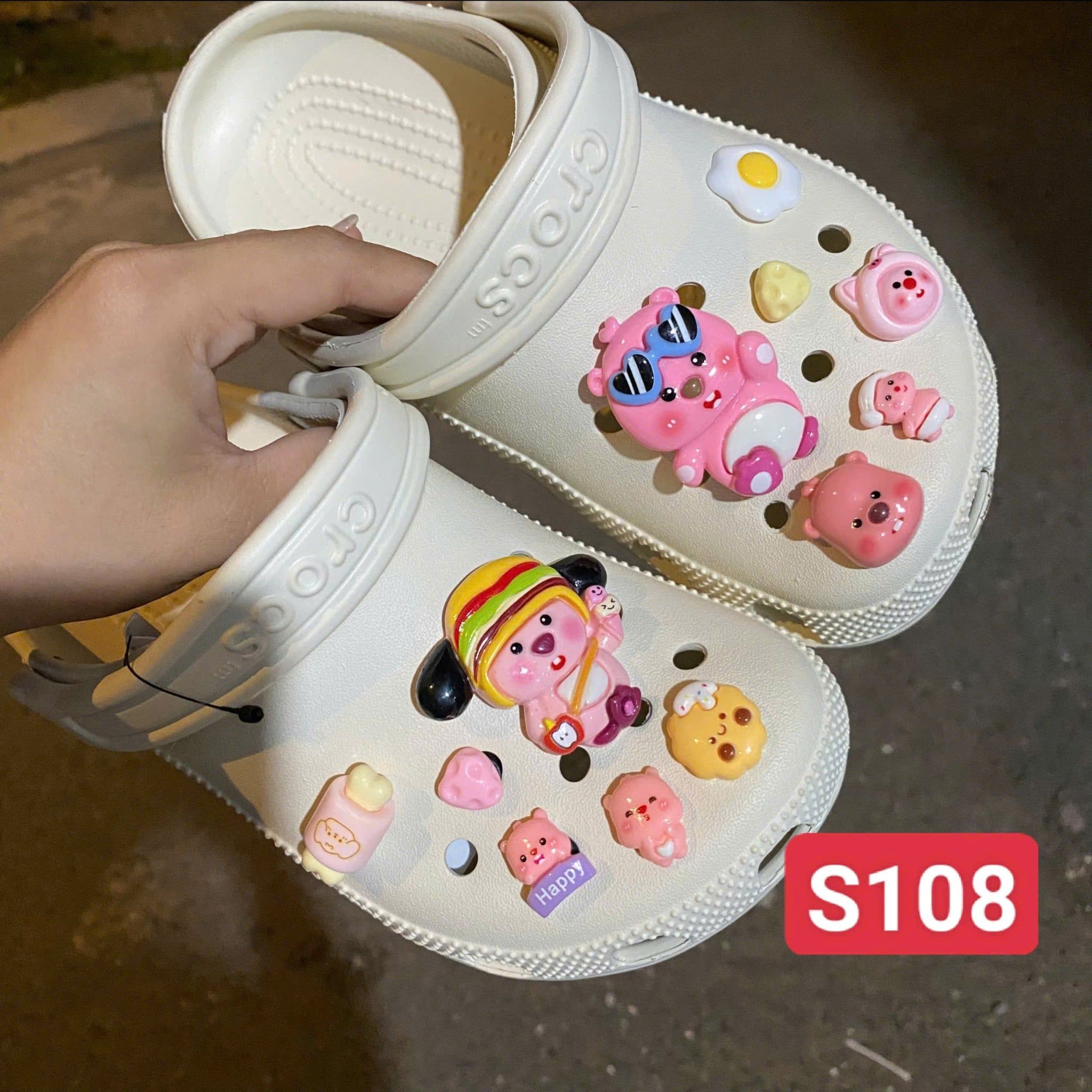  Set jibbitz charms sticker cute nhí nhảnh đa dạng gắn dép sục 