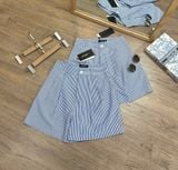  Quần Short lửng xanh kẻ trắng nữ 