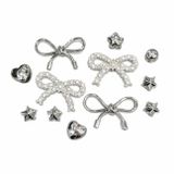  Set Jibbitz charms sticker giả kim vàng bạc cá tính gắn dép sục 