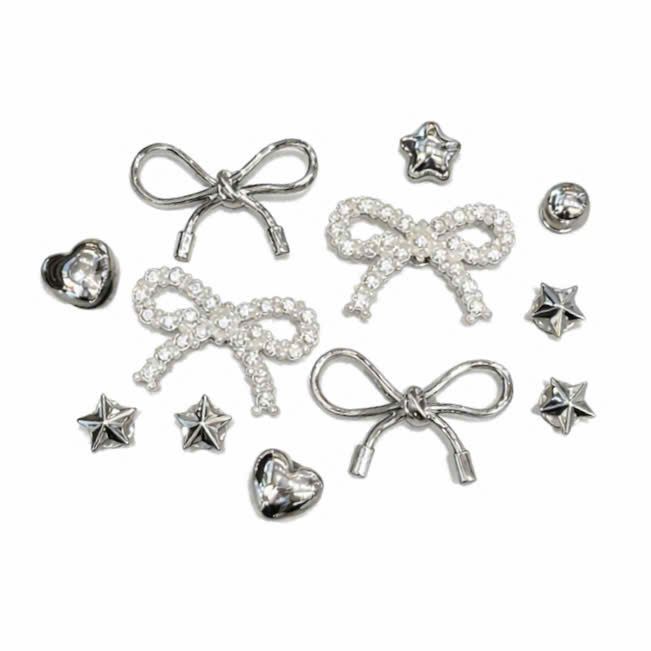  Set Jibbitz charms sticker giả kim vàng bạc cá tính gắn dép sục 