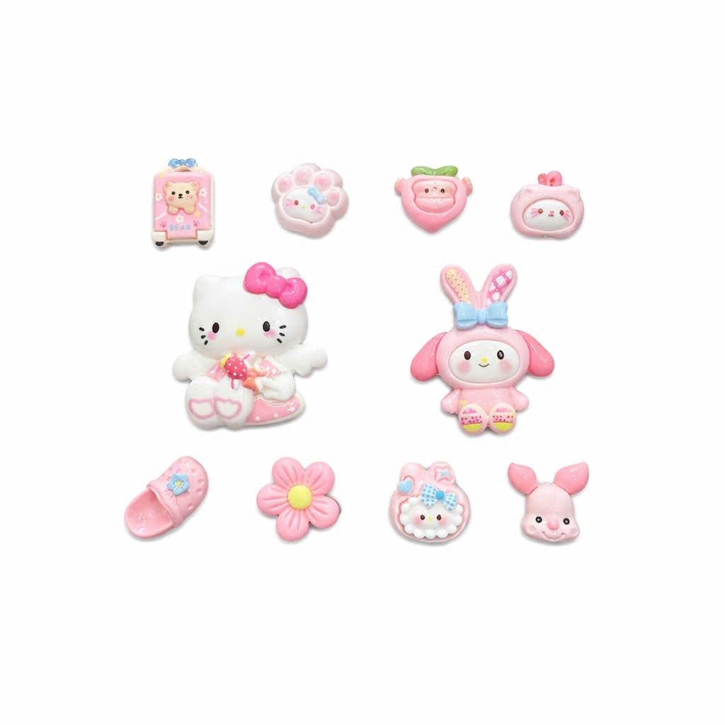  Set jibbitz charms sticker 3D nhựa cứng nhiều chủ đề dễ thương trang trí dép sục 
