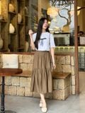 Áo thun hoạ tiết nơ đính nổi nữ 