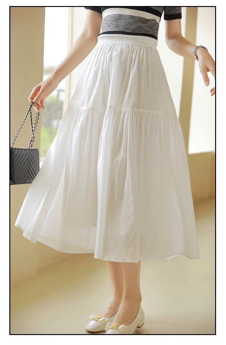  Chân váy midi thô tằm nữ 