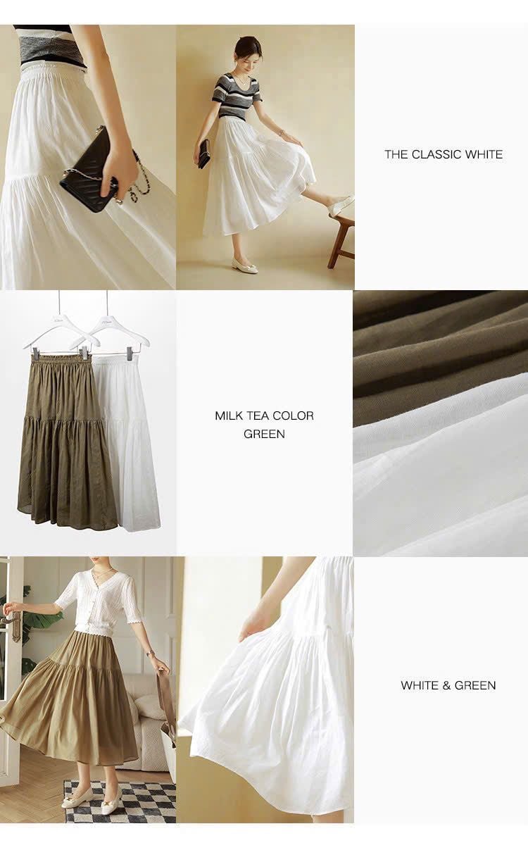  Chân váy midi thô tằm nữ 