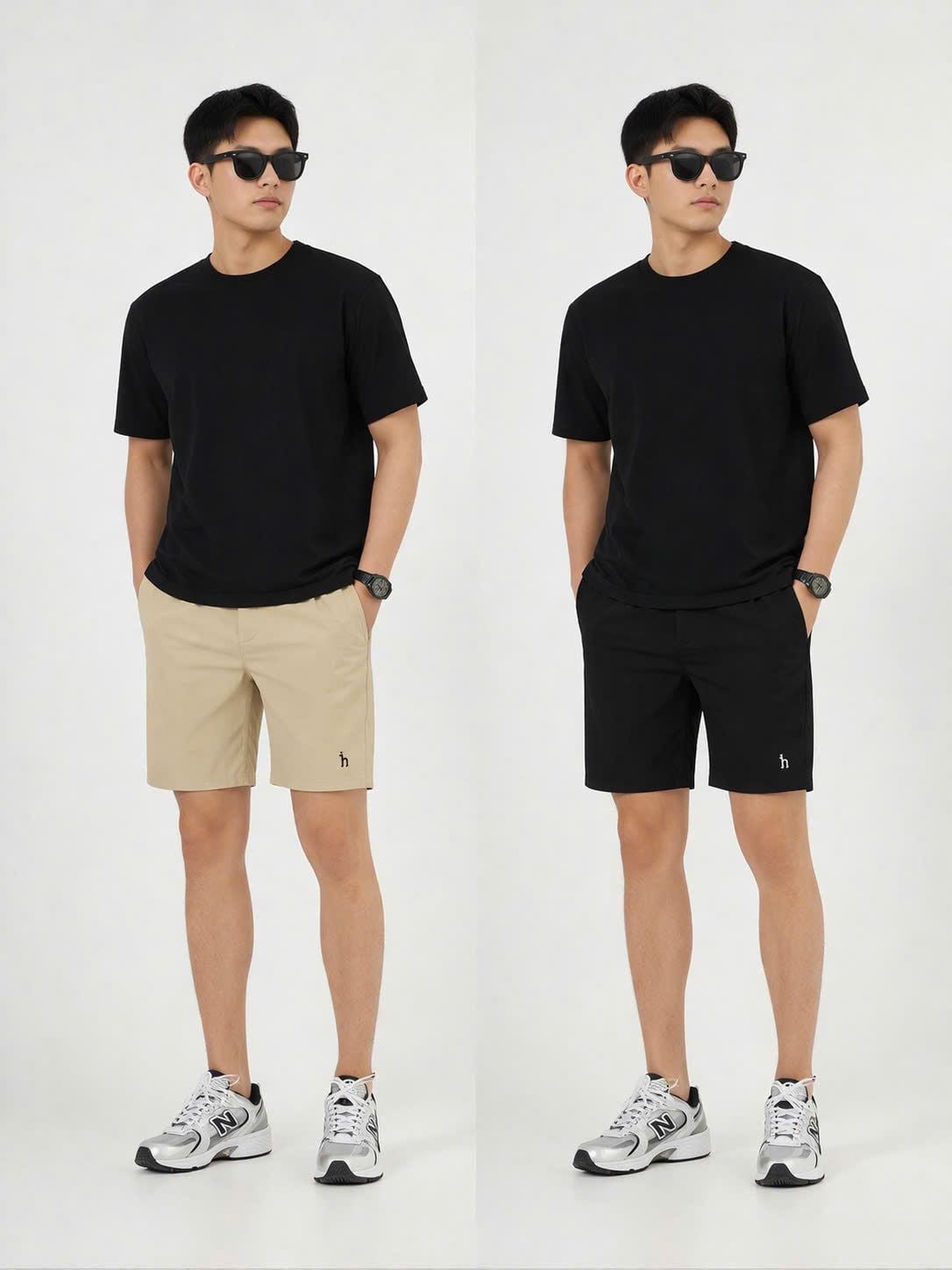  Quần short nam lưng chun đen 