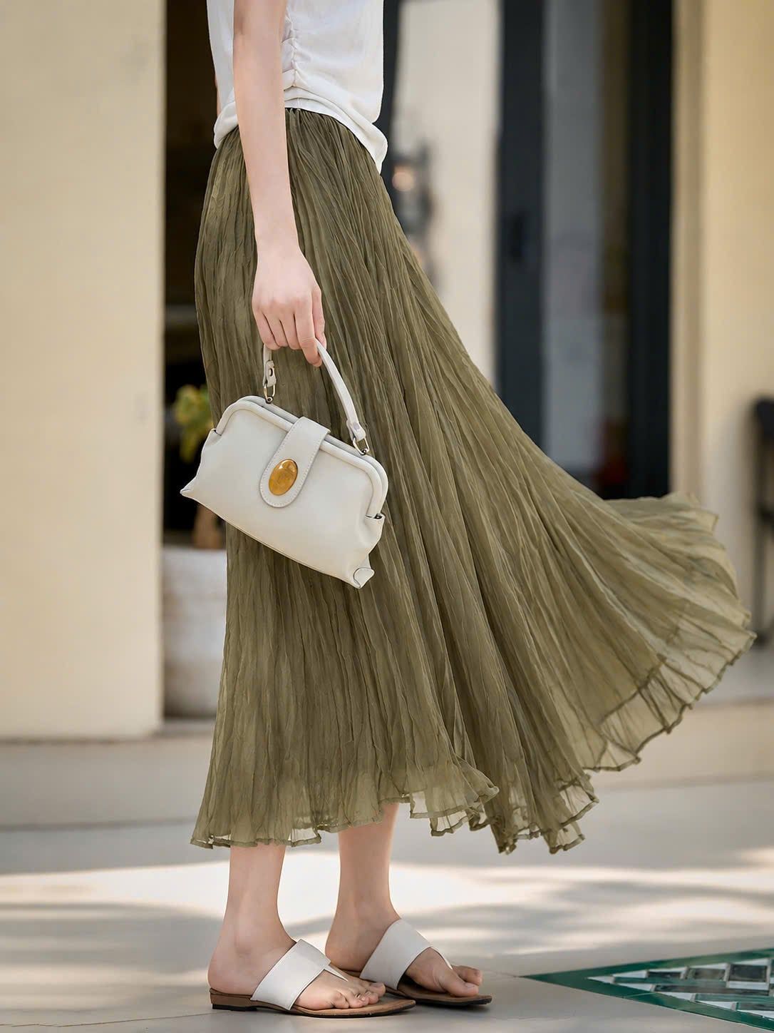  Chân Váy Nữ Midi Xòe Dài Tiểu Thư 