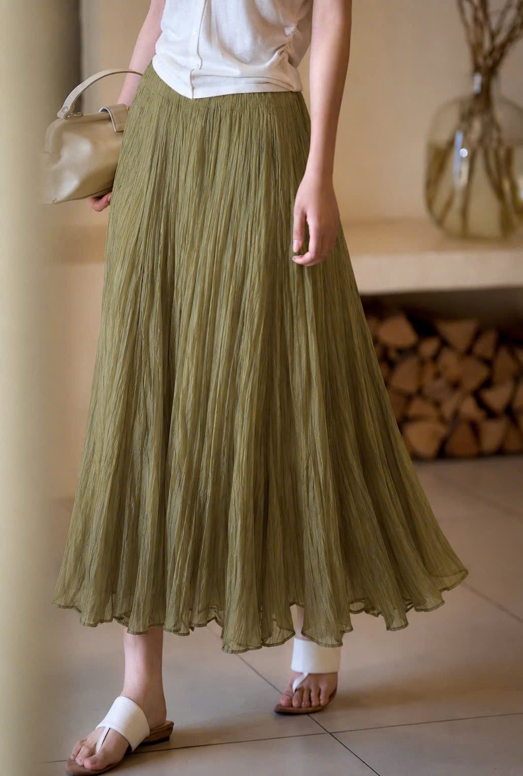  Chân Váy Nữ Midi Xòe Dài Tiểu Thư 