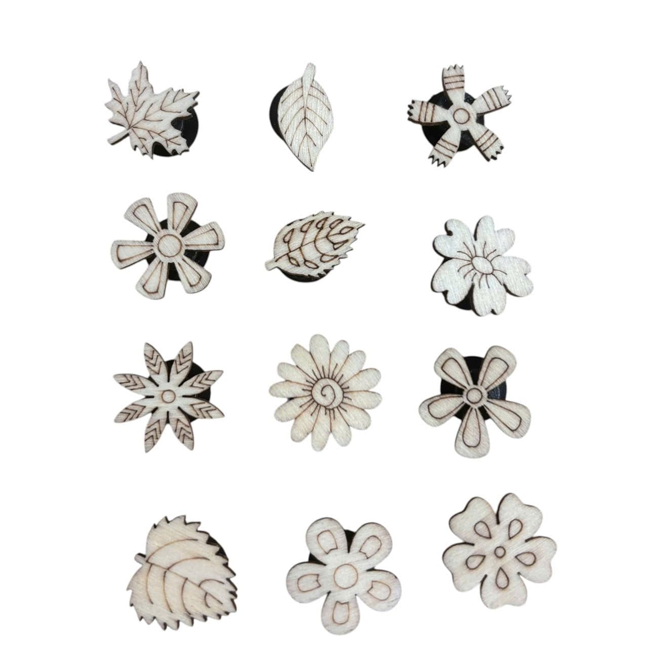  Set 12 charm gỗ chủ đề hoa lá mix ngẫu nhiên 