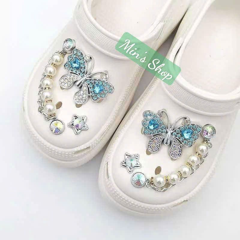 Set Jibbitz charms dây xích giả kim gắn trang trí dép Dinas 