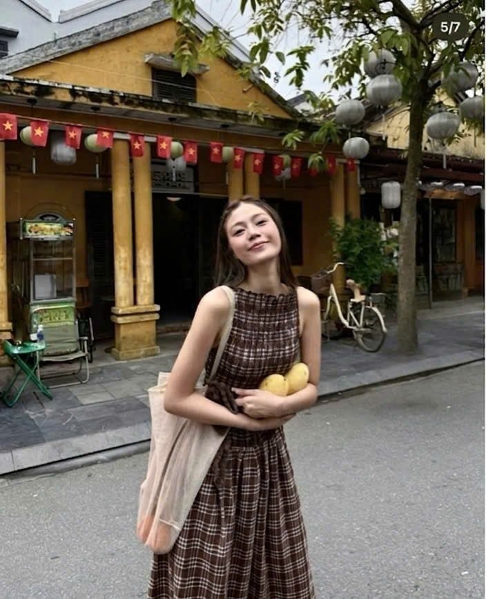  Đầm Nữ Maxi Caro Nâu Ba Lỗ Nhúng Thân Dáng Dài 