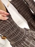  Đầm Nữ Maxi Caro Nâu Ba Lỗ Nhúng Thân Dáng Dài 