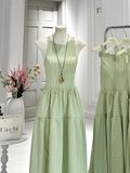  Đầm Nữ Maxi Caro Xanh Dáng Dài Hở Lưng Đan Dây 