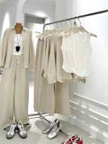  Set Ba Món Nữ Linen Áo Sơ Mi + Áo Ba Lỗ Mix Quần Suông Dài 