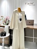  Set Ba Món Nữ Linen Áo Sơ Mi + Áo Ba Lỗ Mix Quần Suông Dài 