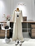  Set Ba Món Nữ Linen Áo Sơ Mi + Áo Ba Lỗ Mix Quần Suông Dài 